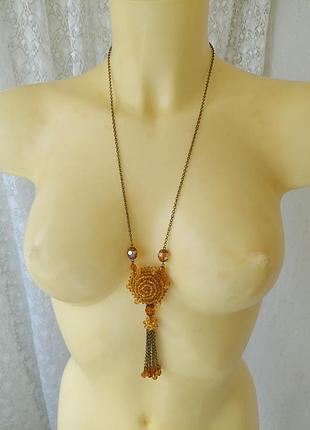 Вінтажна підвіска кольє кришталь бісер 7935