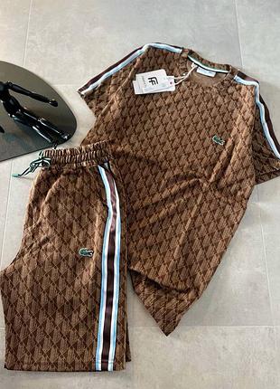 ❗️ новинка❗️❗️ 🔥спортивный летний костюм lacoste monogram braun 🔥