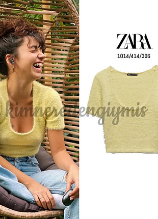 Жовтий пухнастий топ zara