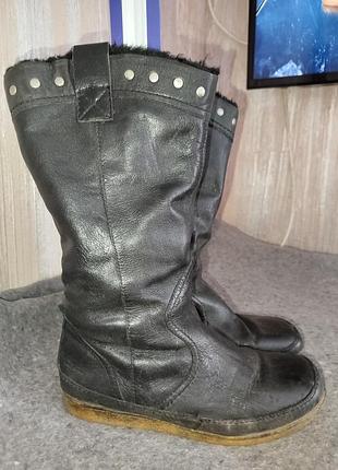 Сапоги женские, фирменные, мягкие, легкие, теплые, кожа