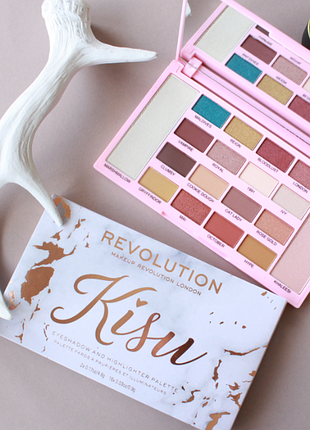 Палетка теней и хайлайтеров makeup revolution x kisu shadow & highlighter palette
