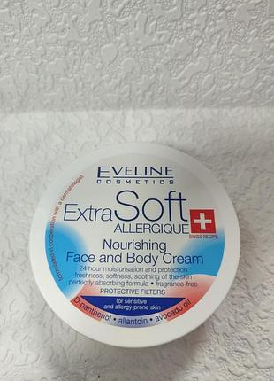Питательный крем для лица и тела eveline extra soft универсальный для чувствительной кожи, 200 мл