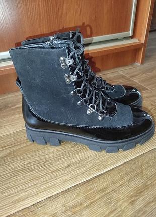 Ботинки демисезонные замша/лакированная кожа