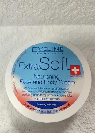 Крем для лица и тела eveline cosmetics extra soft питательный, для всех типов кожи, 200 мл