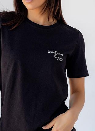 Чорна футболка take time to make your soul happy нова