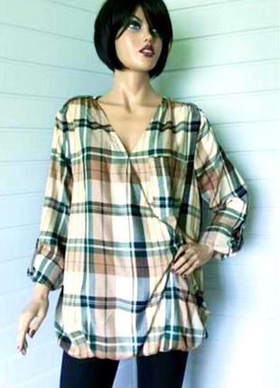 Подовжена сорочка на запах у клітинку #69#