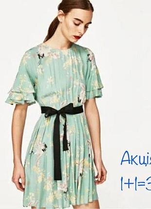 Вискозное платье zara в цветочный принт