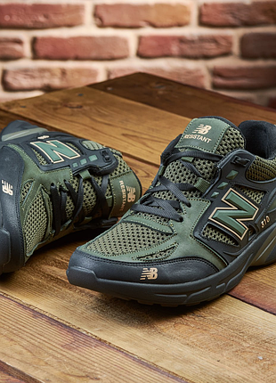 Кроссовки мужские new balance olive кожа-сетка