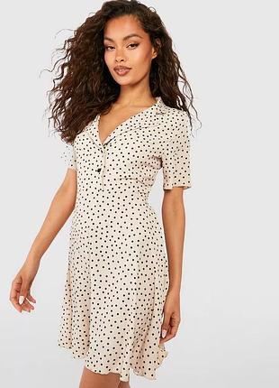 Нова міні сукня boohoo у горошок