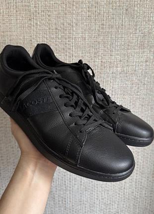 Чоловічі чорні шкіряні кросівки lacoste carnaby evo 319 на шнурівці lifestyle sneakers