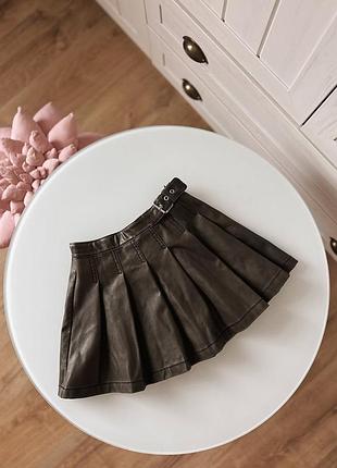 Юбка спідниця спідничка стильна трендова шкіряна зара zara 7-8р 122 128см