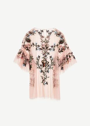 Блуза сеточкой с вышивкой zara