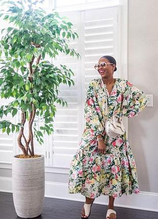 Квіткова пишна ярусна сукня h&m