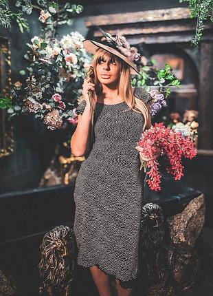 Платье из вискозы винтажное marylin anselm for hobbs миди в горошек2 фото