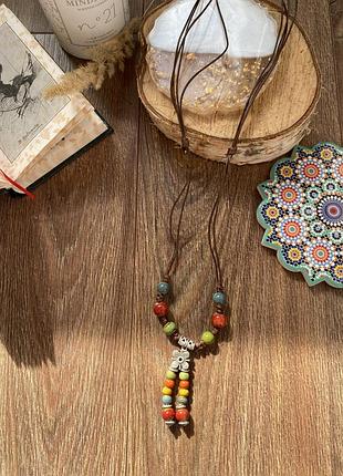 Длинное украшение дизайнерская керамические бусины7 фото