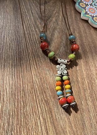 Длинное украшение дизайнерская керамические бусины8 фото