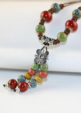 Длинное украшение дизайнерская керамические бусины3 фото