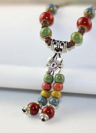 Длинное украшение дизайнерская керамические бусины4 фото