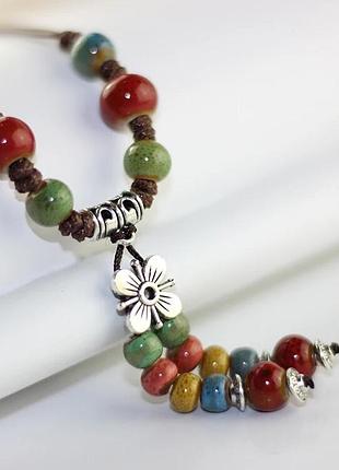 Длинное украшение дизайнерская керамические бусины5 фото