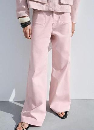 Джинсы женские розовые высокие zara new