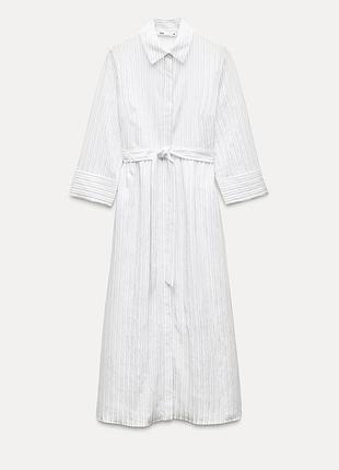 Сукня сорочка міді в смужку zara - m, l - маломірить3 фото