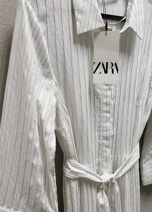 Сукня сорочка міді в смужку zara - m, l - маломірить8 фото