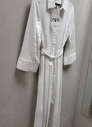 Сукня сорочка міді в смужку zara - m, l - маломірить9 фото