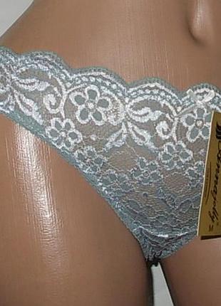 Стрінги жіночі мереживні annajolly трусики оливкові з білим 973137