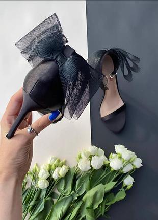 Накладной платеж ❤ праздничные босоножки на шпильке с тонкими ремешками и бантиками