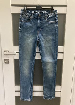 S h&amp;m синие голубые зауженные стретч джинсы