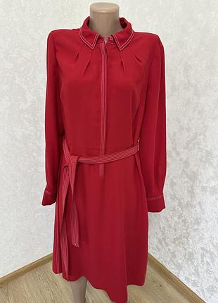 Брендовое красное платье с контрастной отстрочкой hobbs