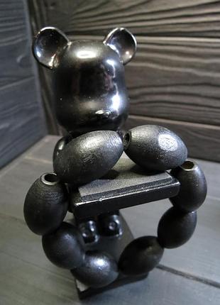 Браслет с черных деревянных бусин