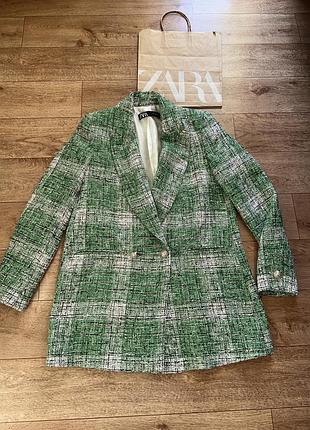 ⚜️❤️zara твидовый женский пиджак свободного кроя !
