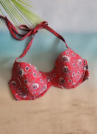 80дд, 80е, 80dd, 36dd, красный лиф, халтер, верх от купальника, формованная чашка