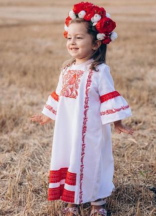 Вишиванка для маленьких дівчаток 98 104 110 116 вишита сукня вишиванка для дівчинки біле вишите плаття довге