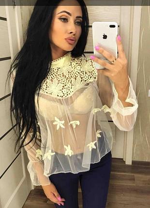 Прозора блуза гіпюр мережива