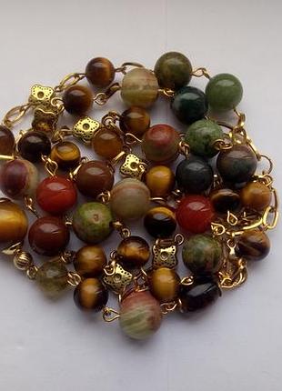 Намисто з підвіскою,,агат, кварц, вінокіт, онікс, тигрове око
