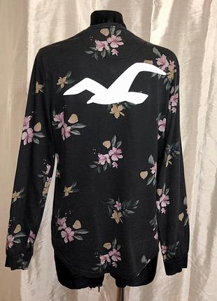 Винтажный лонгслив hollister в цветочный принт vintage унисекс