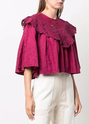 Стильна лляна льон лен блузка блуза вишиванка топ кроп вишивка isabel marant, р.34