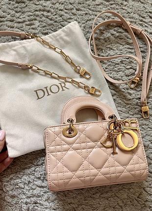 Базова маленька сумка жіноча вечірня lady dior christian dior шкіра номерна оригінал