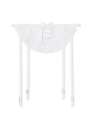 Пояс для панчіх victoria's secret eyelet lace garter belt skirt білий