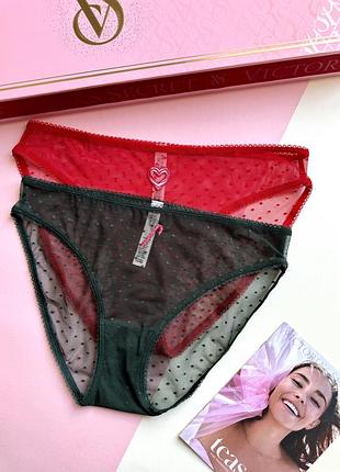 Набор трусиков бикини сеточки с вышивкой victorias sect victoria’s secret