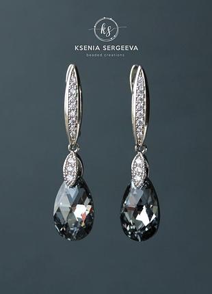 Сережки підвіски з кристалами swarovski