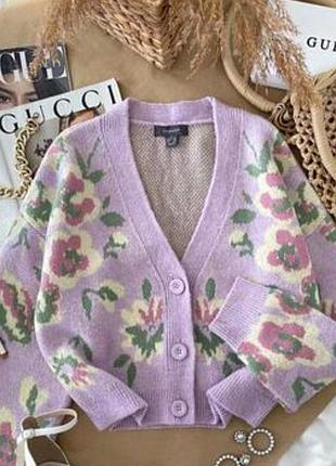 Крутой кардиган лилового цвета в цветочный принт от primark