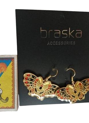 Braska серьги бабочки эмаль крупные для ушей эмалированные бабочка браска винтаж