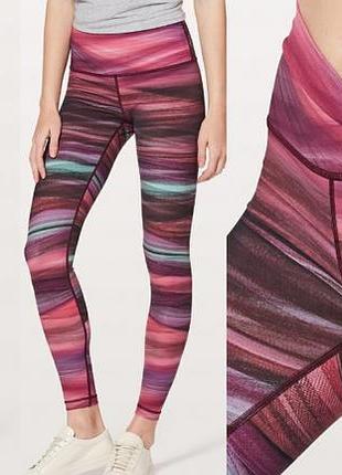 Яркие спортивные лосины lululemon, эластичные леггинсы lululemon, размер 8