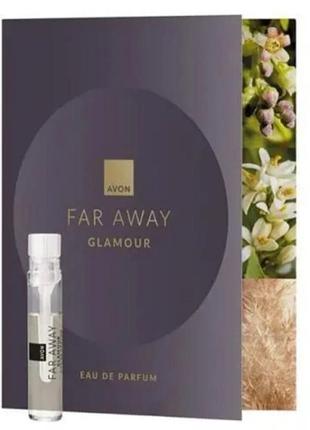 Открытка с пробным образцом avon парфюмной воды far away glamour, 0,6 мл