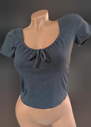 Коттоновая летняя блузка женская с завязками и короткими рукавами