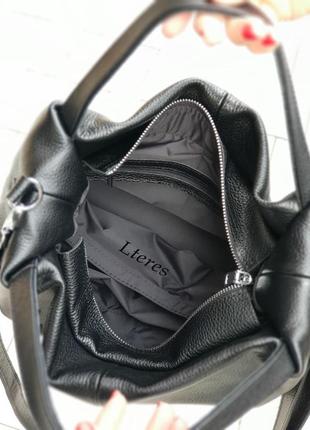 Стильна шкіряна чорна жіноча сумка, кольори в асортименті5 фото