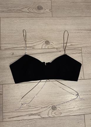 Черный топ-бралетт с цепочками zara
